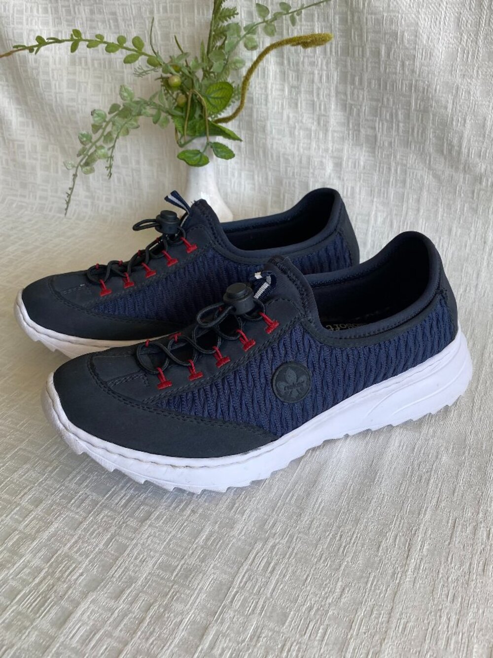 Rieker Navy Blue Bungee Lace Memosoft Walking Shoes Sneakers EU 42 US 10-10.5